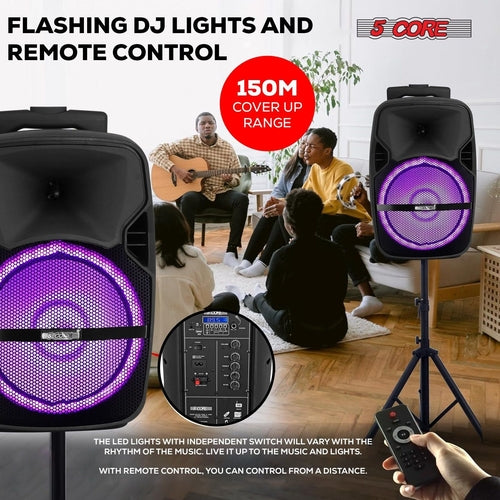 5 Core Party Speaker Bluetooth 250W Big Monster Powered Rechargeable