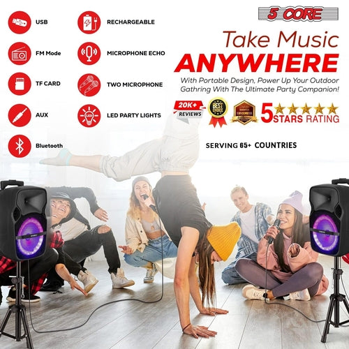 5 Core Party Speaker Bluetooth 250W Big Monster Powered Rechargeable