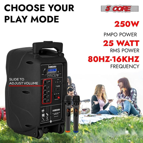 5 Core Party Speaker Bluetooth 250W Big Monster Powered Rechargeable