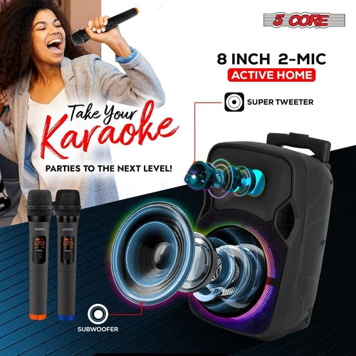 5 Core Party Speaker Bluetooth 250W Big Monster Powered Rechargeable